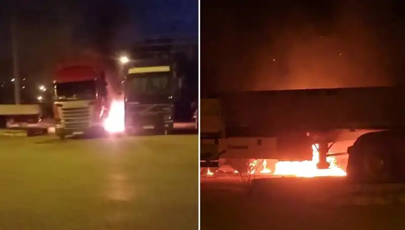 Park Halindeki Tırlara Düşman İhtiyacı: İnanılmaz Yangın Olayı